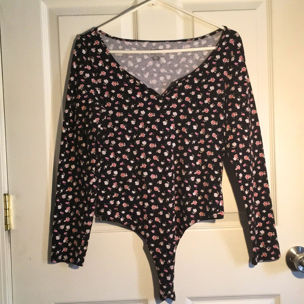 PINK Long-sleeve Floral Bodysuit